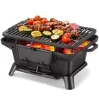 Hibachi Grill Outdoor, Portable Mini Charcoal Grill, 100% Pre-Seasoned Cast I...