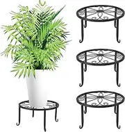 Pruite 3-Pack Metal Plant Stand - Heavy Duty Indoor/Outdoor Flower Pot Stands, Anti-Rust Iron, Black