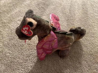 TY Beanie Buddy 1999 Scorch the Dragon Tie Dye Plush Toy 10'' Vintage