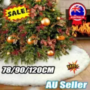 White Christmas Tree Skirt Base Faux Fur Xmas Ornaments Floor Mat Party Decor OD