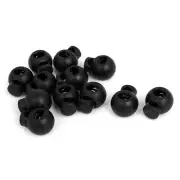 Plastic Ball Shaped Spring Loaded Cord Lock Stopper Toggle End Black 12Pcs