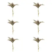 6x Belle Grey Pampas Spray Stem Home/Room Decorative Faux Plant 127cm w/ Leaves