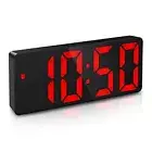 LED Alarm Clock, Digital Alarm Clock, Large Display LED Black Case+red Digit