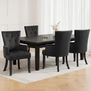 1 Set of 4 Artiss Dining Chairs Black Velvet