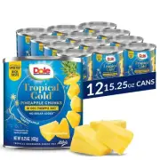 Dole Canned Fruit, Tropical Gold Pineapple Chunks in 15.25 Ounce (12 Count)