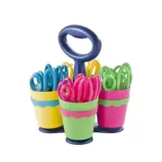 School Scissor Caddy and Kids Scissors Pointed Anti-microbial Protection Neon 24