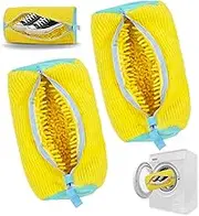 Chamgeco 2PCS Shoe Washing Machine Bag, Large Laundry Shoe Cleaning Bag for Washer and Dryer, Reusable Shoe Cleaning Bag for Sneaker Tennis Shoes Gym Shoes, 360° Wrap-Around Cleaning (Yellow, 2PCS)
