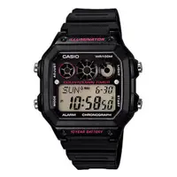 在飛比找蝦皮商城優惠-【CASIO】十年之旅方款膠帶電子錶-黑X粉(AE-1300