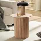 Round Side Table: 17.71" Oak Accent Table