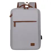 GGP Grey Minimalist Usb Charging Laptop Backpack Elegant And Spacious Travel Bag