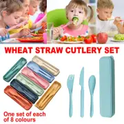 Eco Friendly Wheat Straw Reusable Cutlery Set Spoon Fork Knife Travel Camping AU