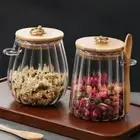 Clear Food Container Wood Lid Tea Cans Grains Coffee Beans