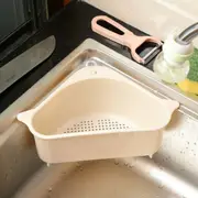 Triangle Sink Kitchen Storage Drain Basket Rack Holder Strainer Organizer Beige