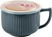 Hoilse Oversized Soup Bowls with Handle and Vented Lid, 38oz Large Wide Soup Mugs with handles, Jumbo Storage Containers for Ramen, Pastas, Cereals, Microwave and Dishwasher Safe - (Gray)