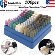 100pcs Wool Rubber Mounted Grinding PolishingBurr Bit Wheel Kit for Dremel Tools