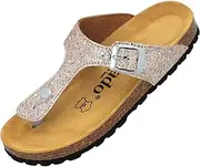 [Palado] Kos Children's Mules - Girls' Sandals with Adjustable Straps - Made of Finest Suede - Slippers with Natural Cork Footbed