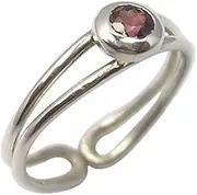 [SilverStarJewel] Round Garnet January Birthstone Toe Ring 925 Solid Silver New Stone