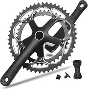 Bicycle Crankset, Road Bike Crankset 152/165/170mm Hollow Integrated Crank Arm 130BCD 39-50T Double Round Chainring Aluminum Alloy Cranksets Fit for MTB/Road Bicyle with BB