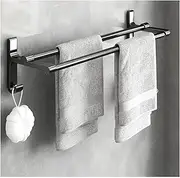 Double Towel Bar Towel Holder SUS 304 Stainless Steel Bathroom Towel Rack Bath Towel Holder Wall Mount Brushed Steel for Hand Towelbathroom Kitchen (Color : Black, Size : 40cm)