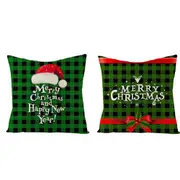 4Pcs Christmas Pillowcase Cotton Linen Throw Pillow Cover for Couch Home Decorations -Style 2 and Style 3