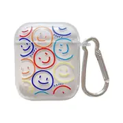 Nevenka Airpods TPU Case Cover Cute Smiley Clear with Keychain for Airpods 1/2 Charging Case