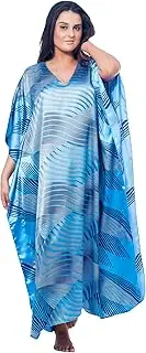 [Up2date Fashion] Women Satin Caftan in Forrestal Vintage Print, One Size Kaftan, Style Caf-05, Multi Color, One Size