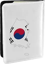 [JEJEA] Republic of Korea Flag Map Print Travel Organizer Credit Cards Case Passport BookPassport Holder Cover Wallet forTraveling,, Black, One Size