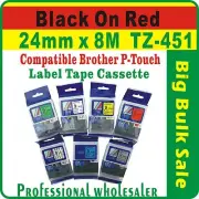 24mm x 8m BrotherBlack on Red Compatible TZ-451 P-Touch Laminated Label Tape