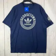 Georgetown Hoyas NCAA Large Adidas Casual T-Shirt Blue New Men Cotton