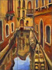 Ceramic Tile Mural Backsplash Margosian Mediterranean Venice Canal Art JM003