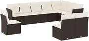 vidaXL Garden Sofa Set - 10 Piece Modular Patio Lounge with Cushions/Storage, Black Poly Rattan, Outdoor