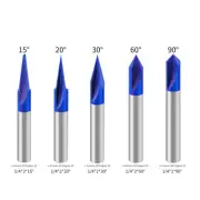 5x CNC Wood Carving Router Bit 1/4 Inch Shank 15 20 30 60 90 Degree Engraving♡