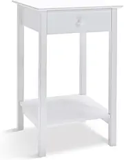 [HelloFurniture] End Side Bedside Table Nightstand w/Drawer Modern Living Room Bedroom White