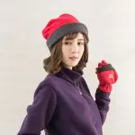 【貝柔】戶外防風保暖絨帽-紅/鐵灰