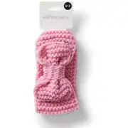 Wishes Baby Knit Big Bow Hair Wrap - Dusty Pink