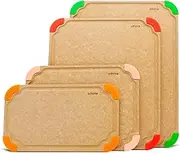 Elihome Cutting Board Set, 4-Piece Color-Coded Cutting Board Set with Food Icons, Non-Slip Feet, Made in USA, Juice Grooves, Dishwasher Safe, Set of 4