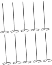 STOBAZA 1set Reusable Metal Skewers for Air Fryer Standing Skewers for Grilling Kebab Shrimp Chicken Vegetables and More for BBQ Parties and Camping 10pcs