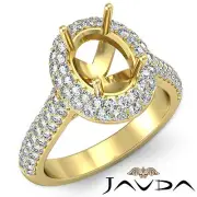 Diamond Engagement Huge Ring Pave 1.5 Carat 14k Yellow Gold Oval Semi Mount
