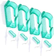 Healvian 8pcs Nail Cleaning Brush Set Nail Brush for Cleaning Gentle Bristles for Manicure Pedicure Nail Brush for Fingernails Toenails Green Handle