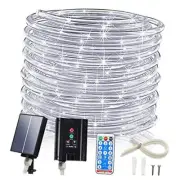 Solar Rope Lights, Outdoor 200LED String Lights, IP67 Waterproof 66FT White