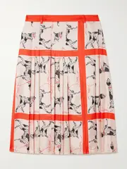 [S.S. Daley] S.S. Daley - Pointer Pleated Printed Silk-twill Midi Skirt - Orange - UK 10 UK 10 Orange