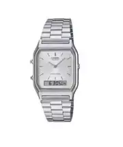Casio AQ-230 Silver Tone-White Dial Vintage Digital Analog Men's Watch, AU stock