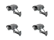Four (4) Solar Powered Fake Dummy Security Cameras Motion Activated Flashing LED