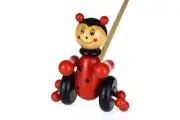 Kaper Kidz Wooden Push Along Ladybird Toy | Classic Push Toy for Toddlers