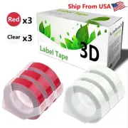 (3Red,3Clear) Label Tape for Dymo 20008 1540 Dymo 1595GY Label Makers