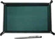 Japanese Moss Green Cowhide Leather Pen Tray Smartphone Touch Short Metal Rotating Ballpoint Pen Set TRAMG-9A094A