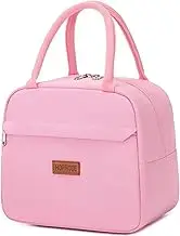 HOPROSE Insulated Lunch Bag for Women Men Adults Lunch Tote with Front Pocket Lunch Box Container Cooler Bag for Work Picnic (Pink)