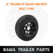 SUNRAYSIA 13" BLACK HOLDEN HT RIM WITH 155 LT TYRE ! Trailer Parts