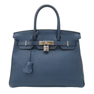 【二手名牌BRAND OFF】HERMES 愛馬仕 海軍藍 Togo皮革 Birkin 30 Verso 柏金包 手提包 U刻 銀扣