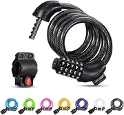 YIZHUO Bike Lock Cable,4 Feet High Security 5 Digit Resettable Combination Coiling Bike Cable Lock,Bicycle Cable Lock for Bicycle Outdoors, 1.2mx12mm (Black)